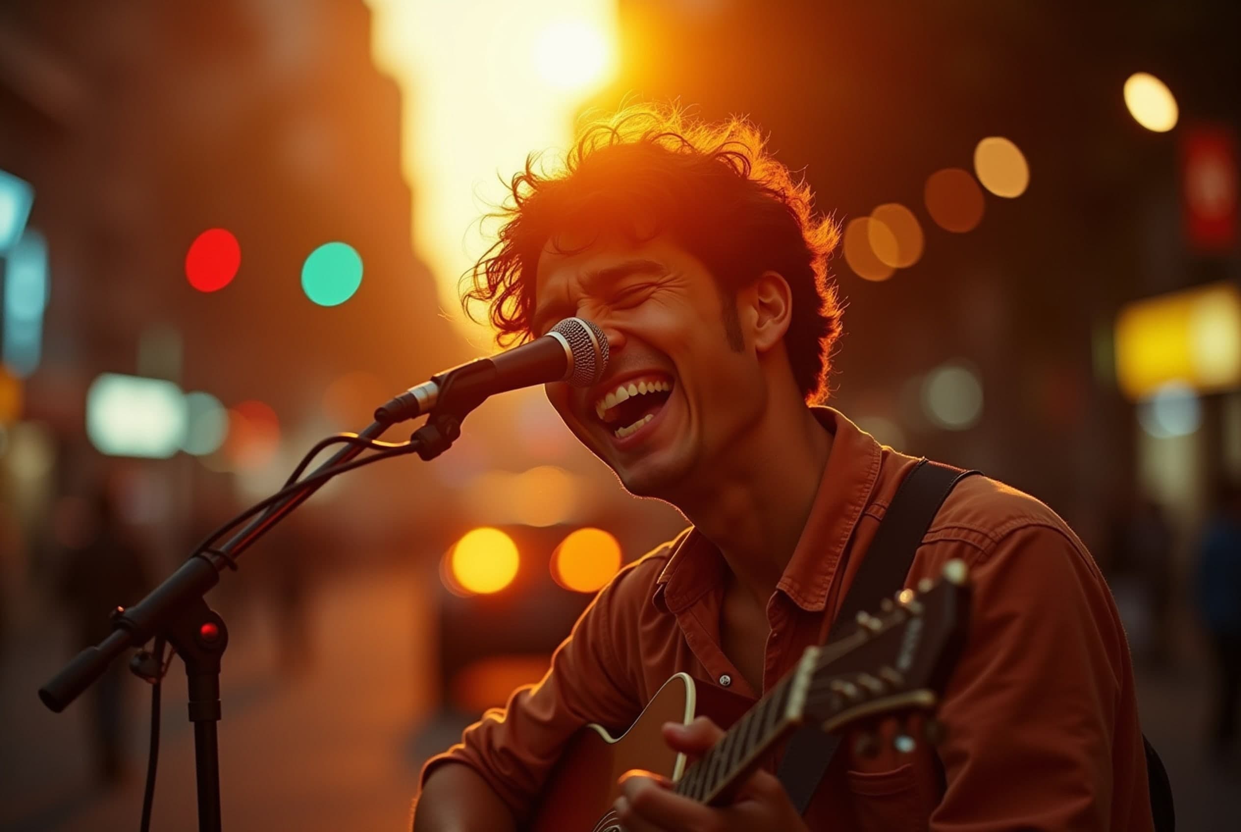 Street guitarist performing